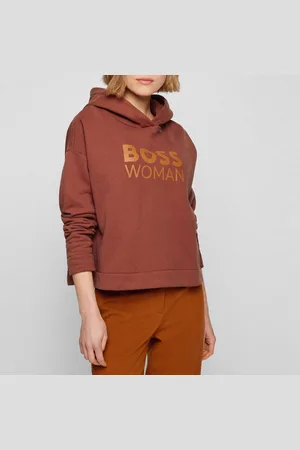 HUGO BOSS Womens C_Eshanta Hooded Sweatshirt in Cotton - Size 14 UK