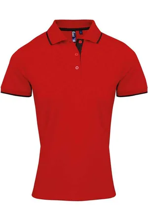 Premier Womens/Ladies Coolchecker Contrast Pique Polo Shirt ( /Black) - Size Small