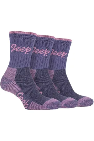 Jeep Womens TERRAIN - 3 Pairs Cotton Walking Hiking Socks for Ladies - - Size UK 4-6.5