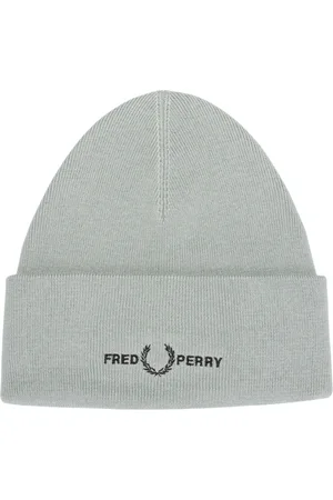 Fred Perry Mens Graphic Logo Silver Beanie - One Size