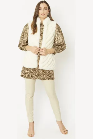 Jayley Womens Faux Fur Suede Diagonal Stripe Gilet - - One Size