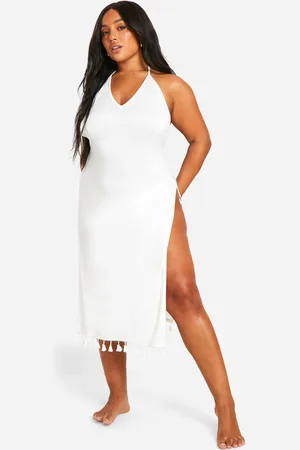 Boohoo Womens Plus Tassel Hem Split Beach Dress - - Size 16 UK