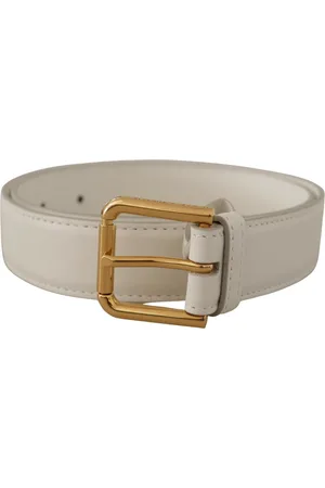 Dolce & Gabbana WoMens Calf Leather Gold Tone Logo Metal Buckle Belt - Size 70 cm