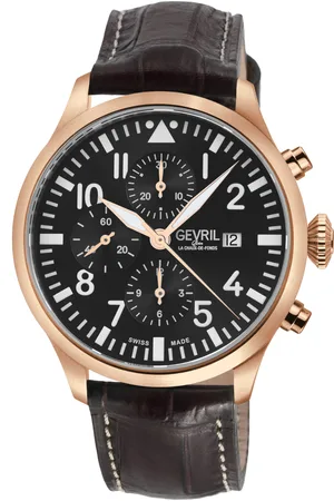 Gevril Mens Vaughn Chronograph Leather Swiss Automatic ETA 7750 Watch - One Size