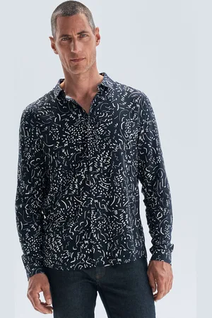 IKKS Mens Printed Long Sleeve Shirt - - Size Small