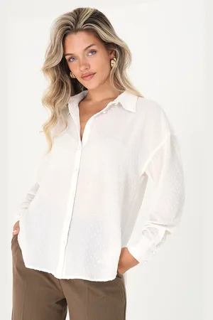 Brave Soul Womens Long Sleeve Dobby Chiffon Shirt - Size Small