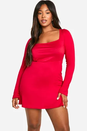 Boohoo Womens Plus Sqaure Tie Cuff Mini Shift Dress - - Size 28 UK