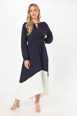 wallis Womens Colour Block Belted High Low Maxi Dress - - Size 12 UK