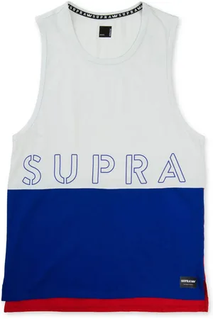 Supra Colour Block Round Neck Tank Top Mens Branded Vest 102176 117 - Textile - Size Large