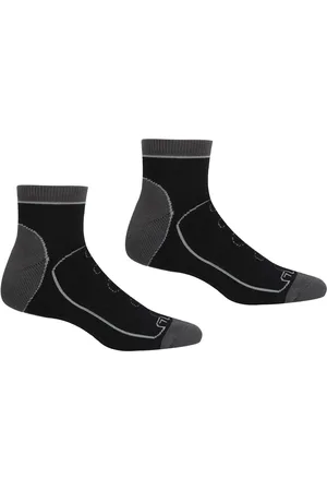 Regatta Mens Samaris Trail Ankle Socks (Pack of 2) (Black/Dark Steel) - - Size UK 6-9