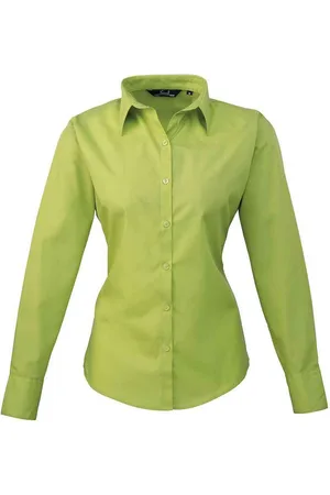 Premier Womens/Ladies Long-Sleeved Shirt (Lime) - - Size 8 UK