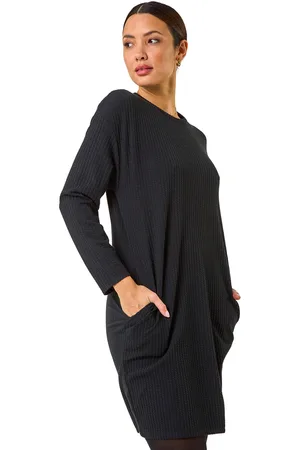 Roman Womens Ribbed Jumper Stretch Dress - - Size 16 UK
