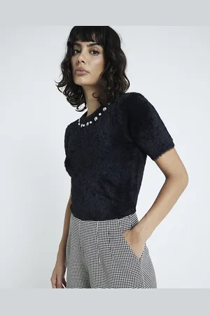 River Island Womens T-Shirt Fluffy Knit - Size Small