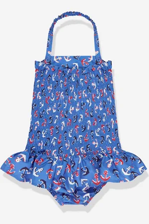 Rachel Riley Girls Anchor Ruched Swimsuit in - Size 8Y