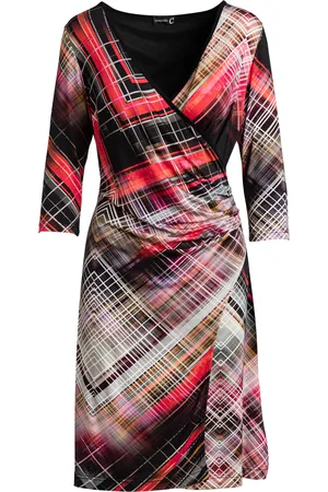 Conquista Womens Print Jersey Faux Wrap Dress in Red - - Size EU 48 (Womens)