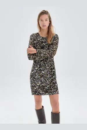 IKKS Womens Printed Dress With Epaulets - - Size 6 UK
