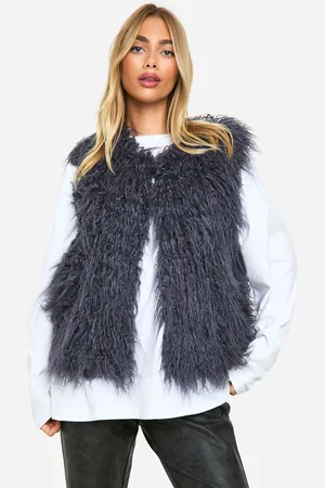 Boohoo Womens Faux Mongolian Fur Gilet - - Size 8 UK
