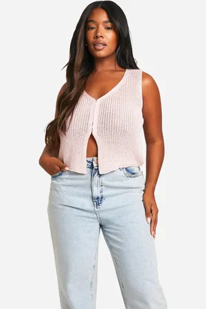 Boohoo Womens Plus Knitted Hook And Eye Waistcoat - - Size 26 UK