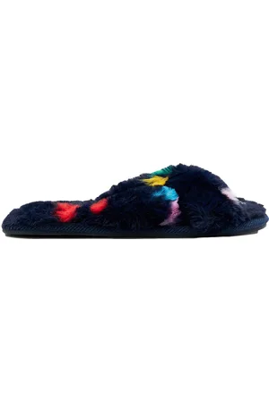 Joules MABELLE Womens Slider Slippers Navy Spot - - Size Large
