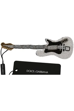 Dolce & Gabbana WoMens Brass Beaded Guitar Pin Accessory Brooch - One Size