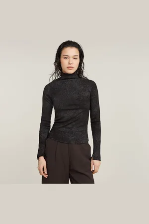 G-Star Womens G-Star RAW Coated Slim Rib Mock Top - Cotton - Size X-Small