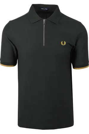 Fred Perry Mens Pique Zip Neck Polo Court - Size Medium