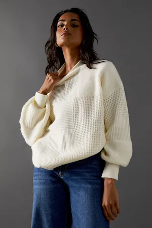 warehouse Womens Patchwork Stitch Jumper - - Size Small