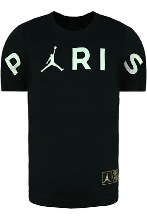 Nike Childrens Unisex Jordan x Paris Saint-Germain Header Kids Black T-Shirt - Cotton - Size Small