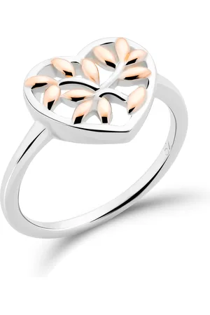 ORPHELIA WoMens 925 Sterling Silver Ring - Silver/Rose ZR-7474 - - Size O 1/2