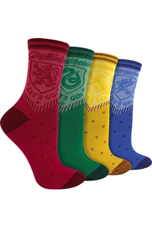 Harry Potter Womens 4 Pairs Socks - Assorted - Cotton - Size UK 6-11