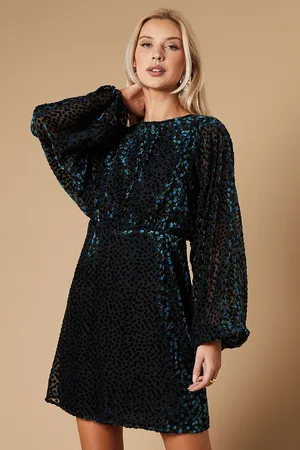 Oasis Womens Devore Long Sleeve Mini Dress - - Size 12 UK
