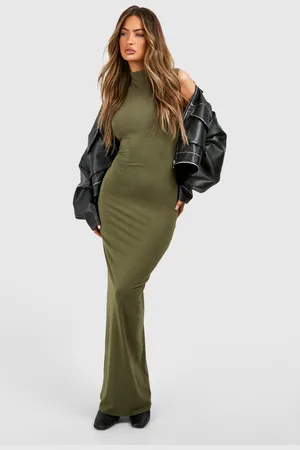 Boohoo Womens Premium Super Soft High Neck Bodycon Maxi Dress - Cotton - Size 18 UK
