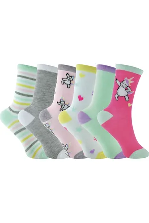 Sock Snob 6 Pair Multipack Pastel Novelty Girls Unicorn Socks - - Size 12.5-3 Child