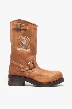 Sendra 3565 Mens Leather Buckle Biker Boots Tan - - Size UK 7