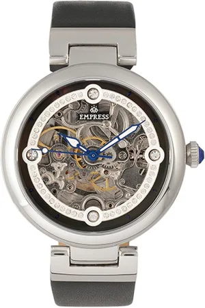 Empress Womens Adelaide Automatic Skeleton Leather-Band Watch - Stainless Steel - One Size