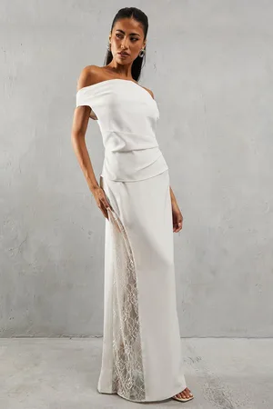 MissPap Womens Lace Insert Column High Waist Maxi Skirt - - Size 8 UK