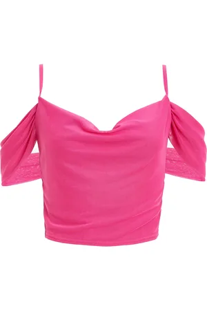 Quiz Womens Mesh Drop Shoulder Crop Top - Size 6 UK