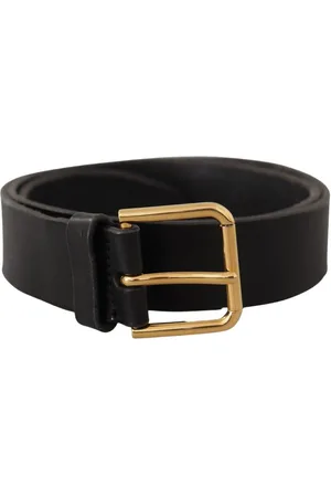 Dolce & Gabbana Mens Leather Gold Tone Logo Metal Buckle Belt - Size 90 cm