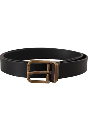 Dolce & Gabbana Mens Leather Brass Metal Box Buckle Belt - Size 90 cm