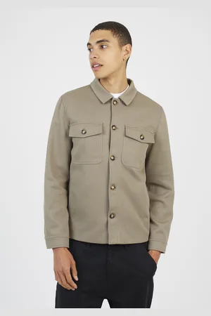 Brave Soul Mens Pale Button Through Shacket - Size Large