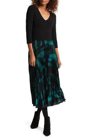 Phase Eight Womens Sia Fine Knit Woven Hem Swirl Dress - - Size 8 UK