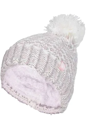 Heat Holders Womens Ladies Fleece Lined Cuffed Thermal Winter Bobble Hat with Pom Pom - Nylon - One Size