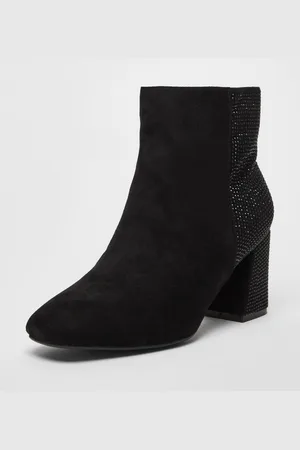 Quiz Womens Wide Fit Diamante Ankle Boots - Size UK 5