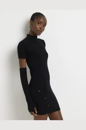 River Island Womens Bodycon Mini Dress Knit Glove Detail Viscose - Size Large