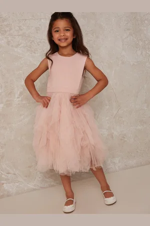 Chi Chi London Girls Mesh Layered Skirt Dress in - Size 14Y