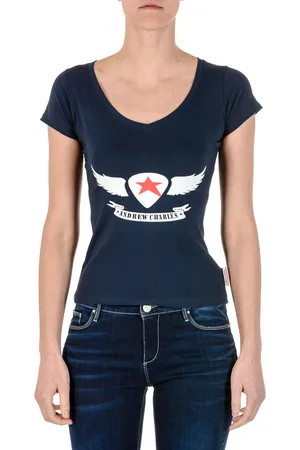 Andrew Charles By Andy Hilfiger Womens T-Shirt Short Sleeves V-Neck TAPIWA - Size X-Small