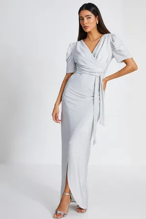 Quiz Womens Glitter Wrap Maxi Dress - Size 10 UK