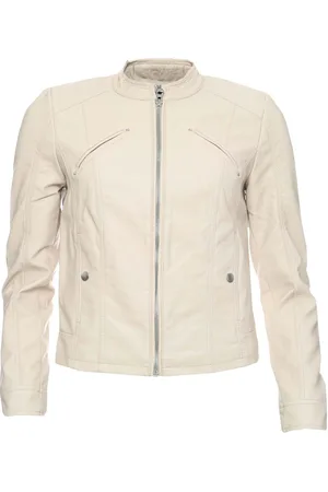VERO MODA Womens Favodona Faux Leather Jacket in Oatmeal - - Size 14 UK