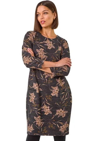 Roman Womens Floral Print Pocket Shift Stretch Dress - - Size 16 UK