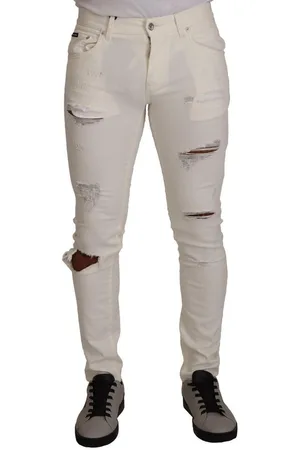 Dolce & Gabbana Mens Tattered Skinny Cotton Denim Jeans material_cotton - Size IT 46 (Mens)